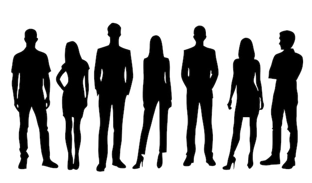 Vector de personas de negocios silueta de hombre y mujer
