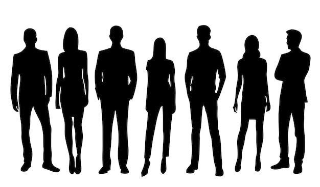 Vector de personas de negocios silueta de hombre y mujer