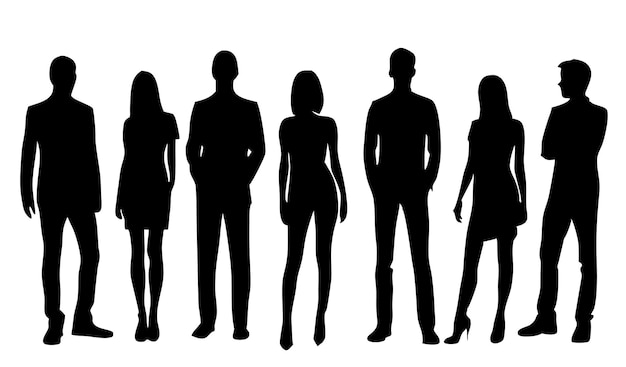 Vector de personas de negocios silueta de hombre y mujer
