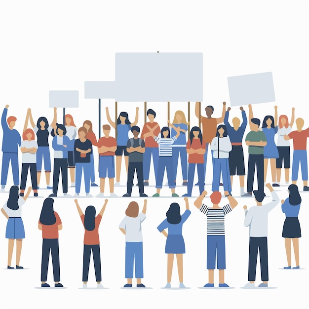 vector de personas que demuestran con un estilo de diseño plano simple y minimalista