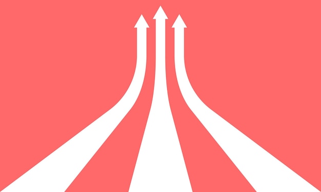 Vector perspectiva rosa flecha curva para la presentación de fondo