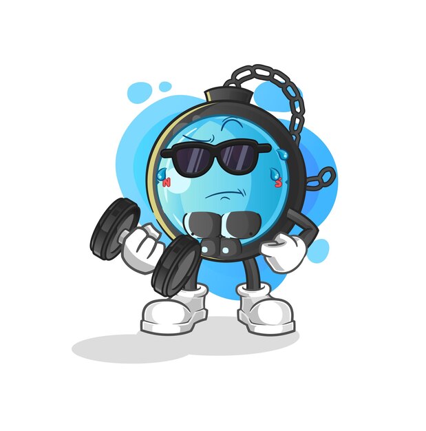 Vector de pesas de levantamiento de brújula. personaje animado
