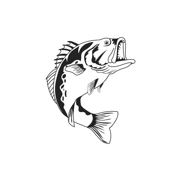 Vector de pescado bajo dibujado a mano
