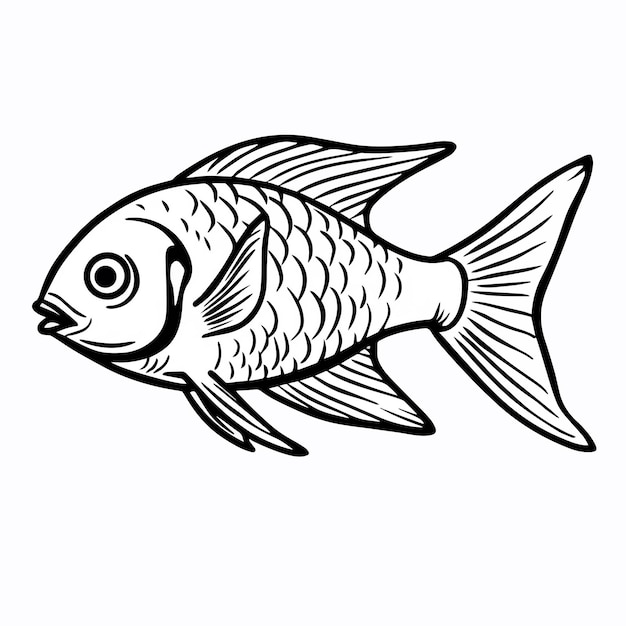 El vector de un pez de libro para colorear dibujado a mano