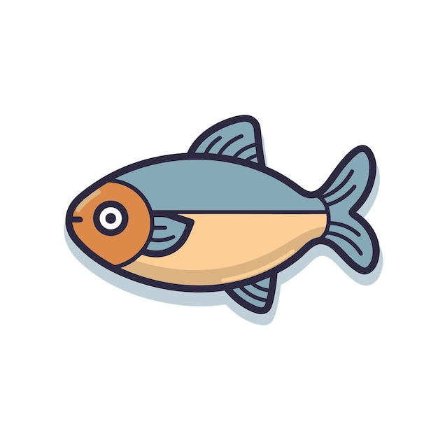 Vector de un pez plano con una cola larga nadando en el océano