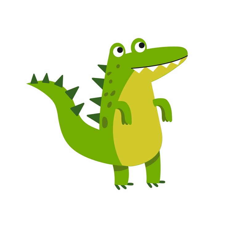 Vector vector de pie de personaje de cocodrilo de dibujos animados lindo ilustración aislada sobre fondo blanco