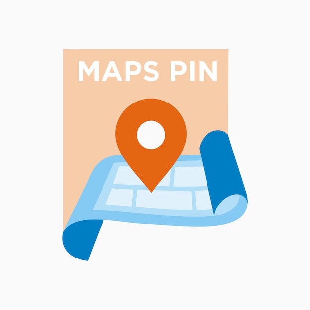 Vector de pin de mapa con color de diseño plano