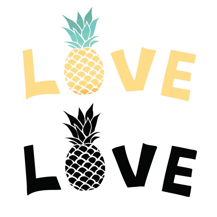 Vector vector de piña en blanco y negro tres contornos diferentes ilustración vectorial