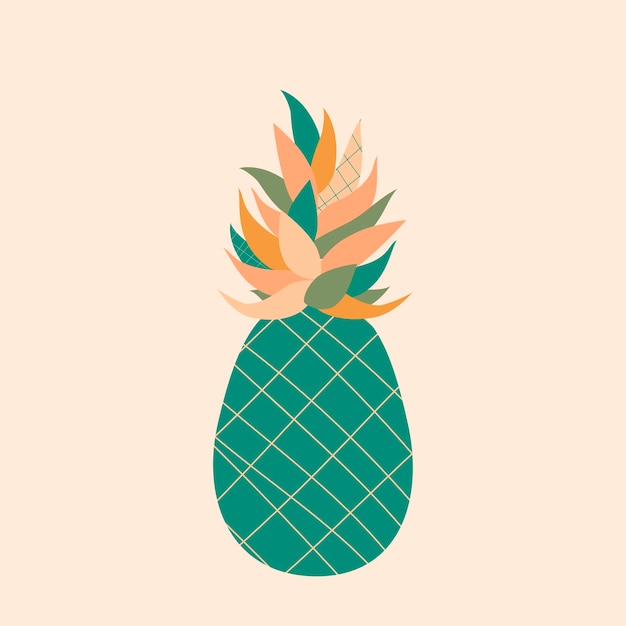 Vector vector de piña fruta de piña exsótica de celda azul diseño de logotipo hojas de naranja rosa verano