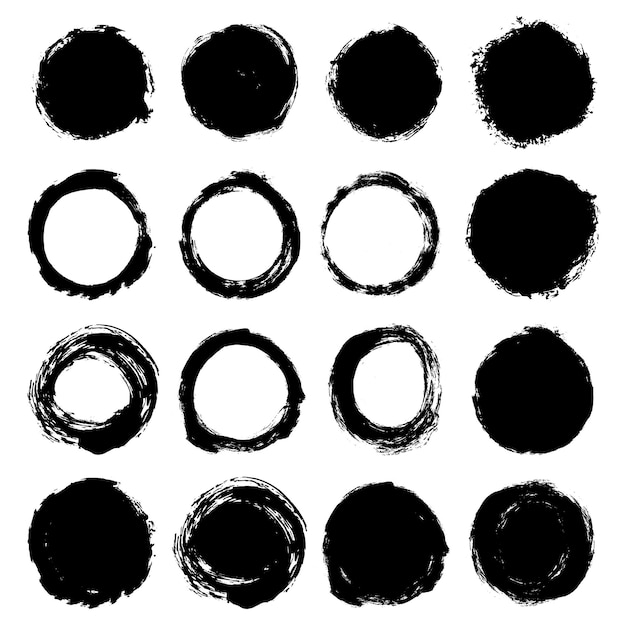 Vector pincel trazo grunge círculo raya de pintura cuadros de texto para el estandarte