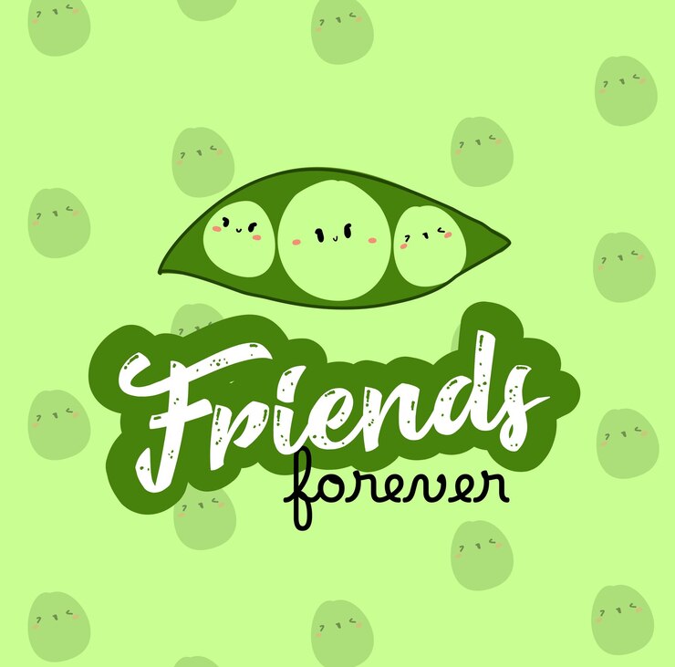 vector pintado a mano lindo guisantes en una vaina día de la amistad