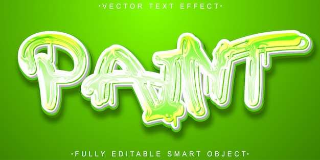 Vector de pintura suave verde Efecto de texto de objeto inteligente totalmente editable