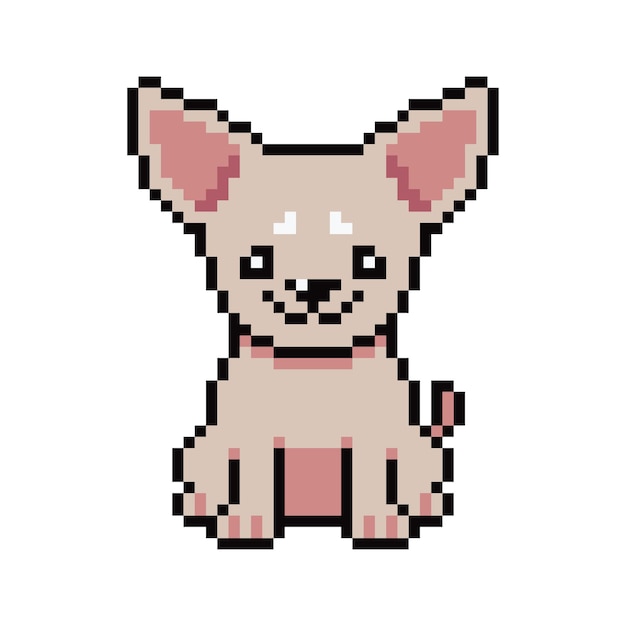 El vector de pixel art del perro chihuahua lindo en estilo retro