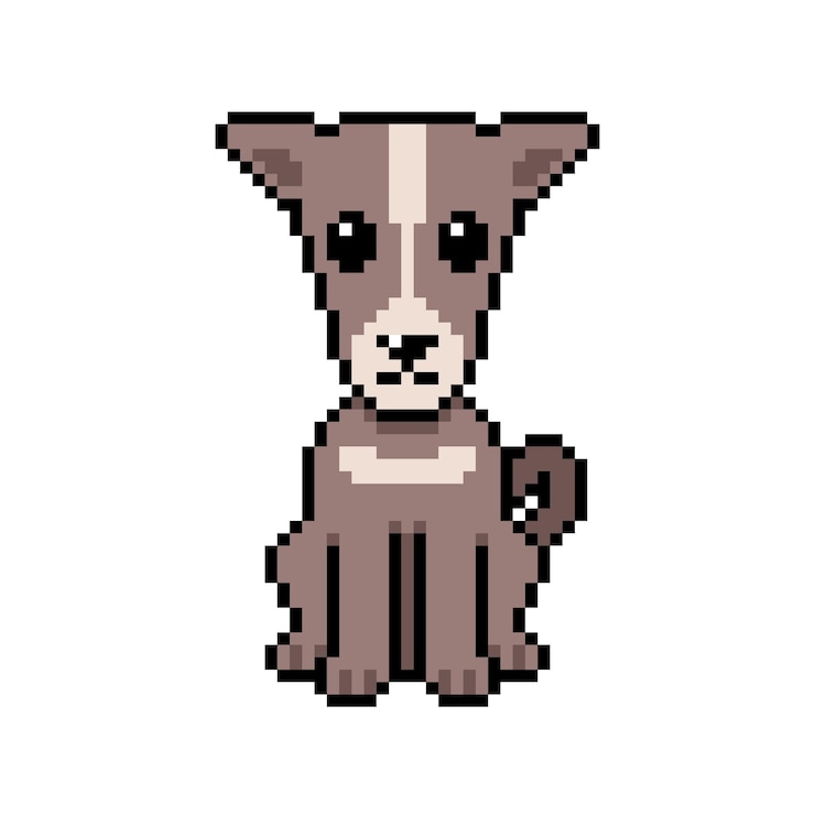 Vector el vector de pixel art de un perro galgo lindo en estilo retro