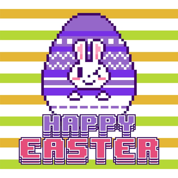 Vector Pixel Style Happy Easter Day Post Ilustración