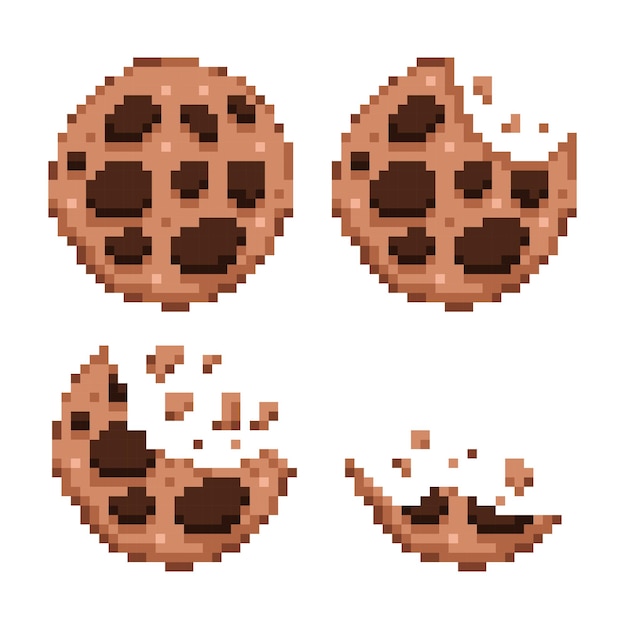 vector de píxeles de mordida de galletas de chocolate