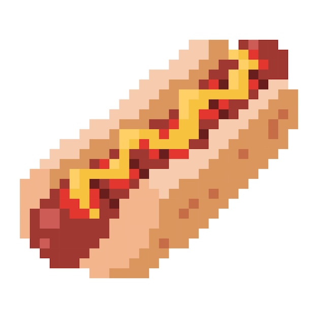 Vector de píxeles de perrito caliente de 32 bits