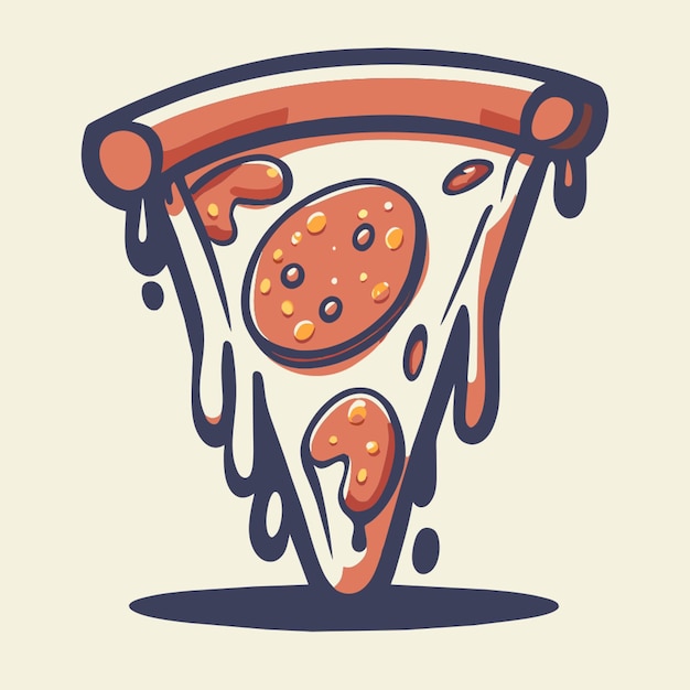 Vector pizza rebanada de dibujos animados derretidos grabado a mano ilustración estilo dibujos ilustrados vector cuerpo completo