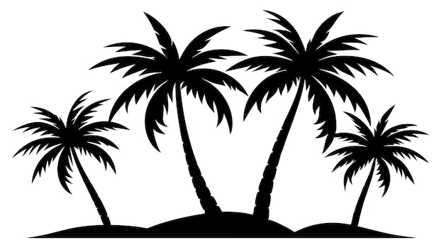 vector, plam, árbol, diseño, plam, árbol, silueta