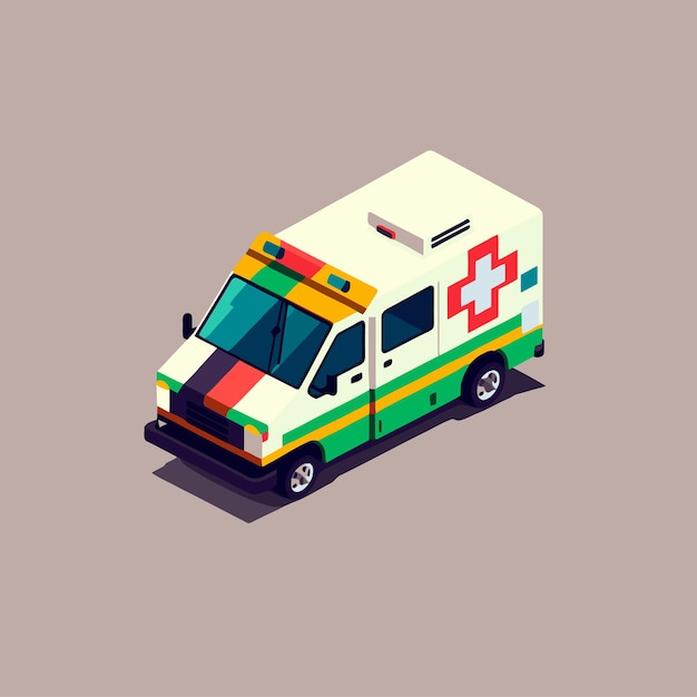 Vector plano ambulancia vehículo de emergencia ciudad transporte hospital icono