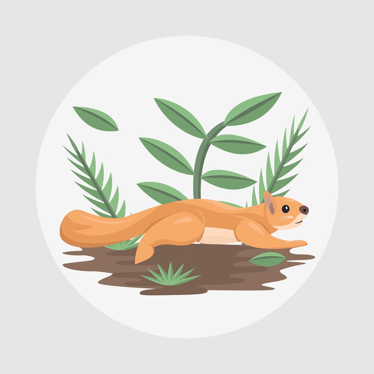 Vector el vector plano de la ardilla chipmunk es colorido con elementos de fondo de la naturaleza