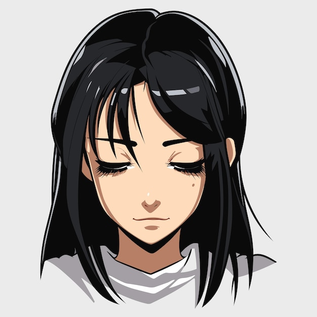 Vector plano de avatar de hermosa chica triste
