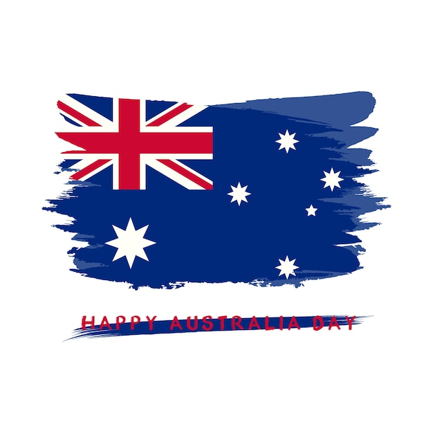 Vector plano Bandera del día feliz de Australia con fondo blanco