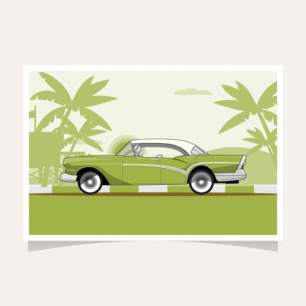 Vector plano clásico de la ilustración del diseño conceptual del coche verde
