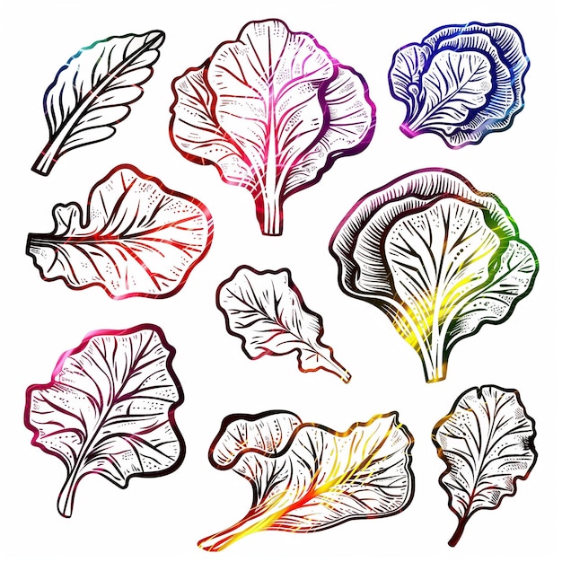 Vector plano de Collard Greens l conjunto de ilustraciones de alta calidad