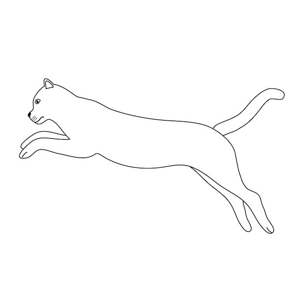 Vector plano dibujado a mano con el contorno del gato saltador