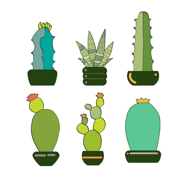 Vector plano dibujos animados hogar planta cactus en maceta aislado sobre fondo vacío decoración moderna elementos interiores de la habitacióncomodidad hogar vida conceptoweb site banner anuncio diseño