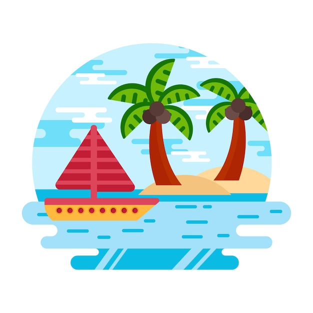 Un vector plano editable de la mini ilustración del paisaje de la playa