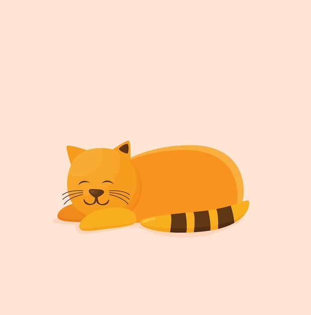 Vector un vector plano de gato de dibujos animados durmiendo