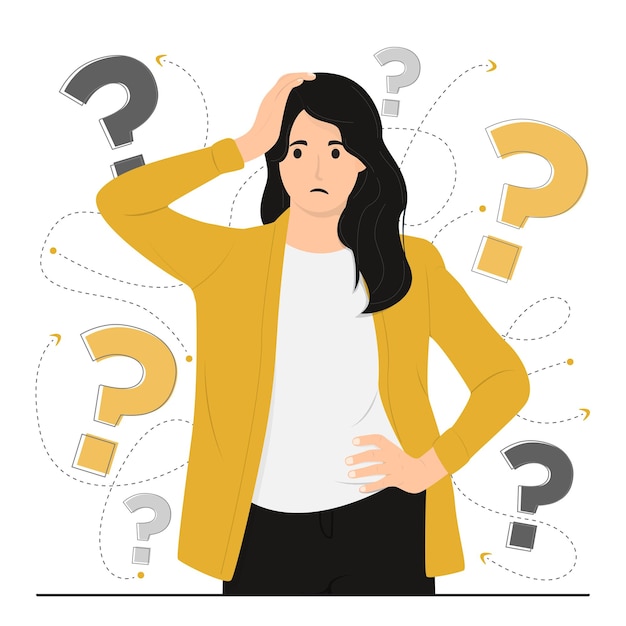 Vector plano la gente duda haciendo preguntas buscando teléfono ilustración plana