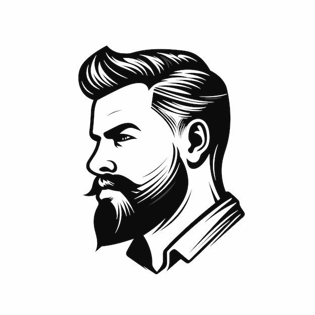 Vector plano de un hombre con barba y bigote en un estilo de vector plano