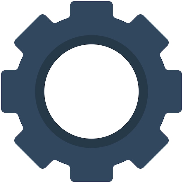 Vector plano del ícono del engranaje aislado sobre fondo blanco
