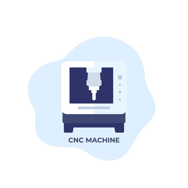 Vector plano de icono de máquina CNC
