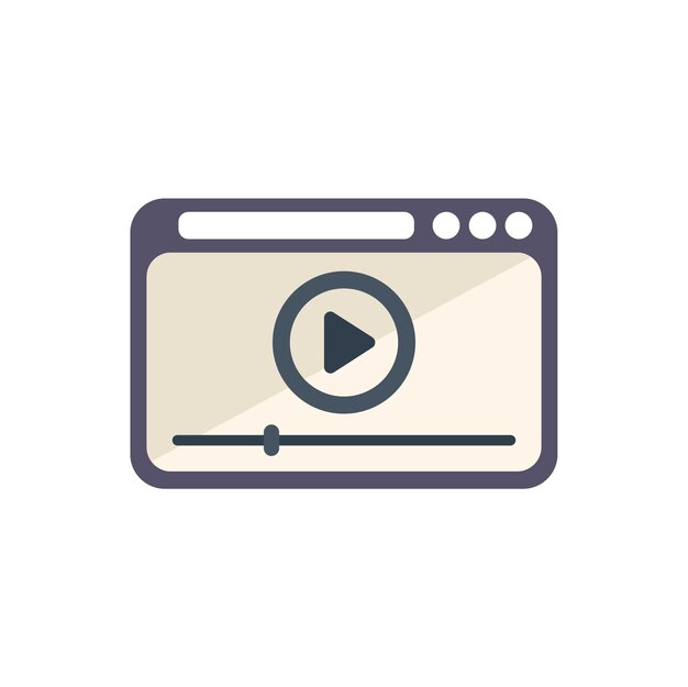 Vector plano de icono de reproductor web en línea Distancia de clase Curso de estudio aislado