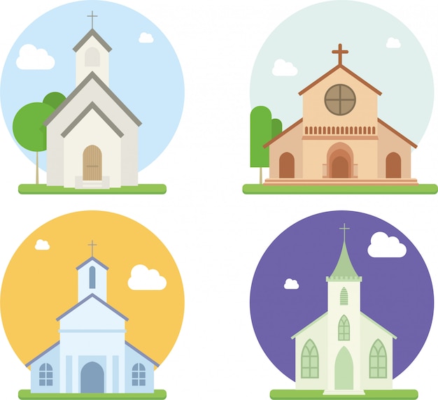 Vector plano de la iglesia cristiana