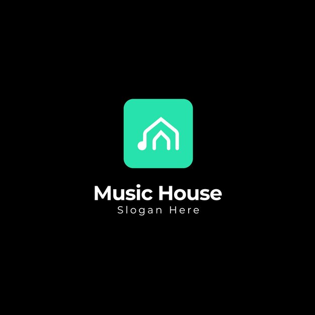 Vector plano del logotipo de la casa de música