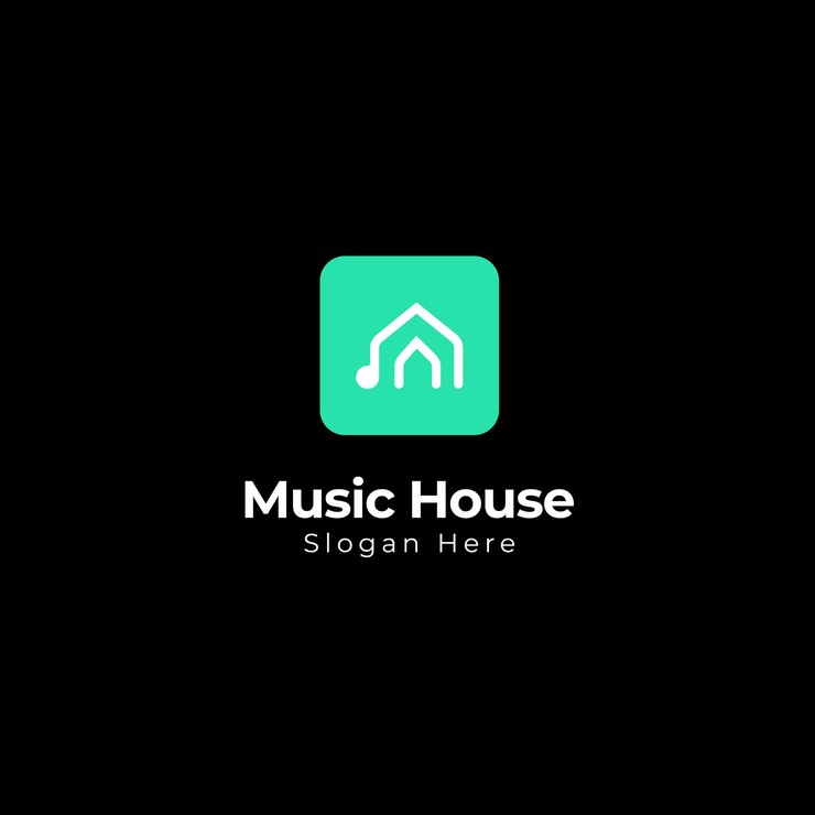 Vector plano del logotipo de la casa de música
