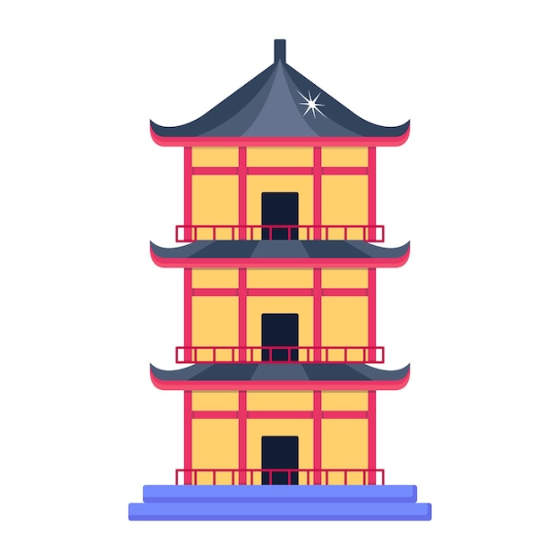 Vector plano de moda del templo del monte fuji