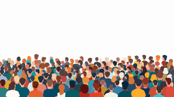 Vector vector plano de multitud diversa orientado hacia adelante