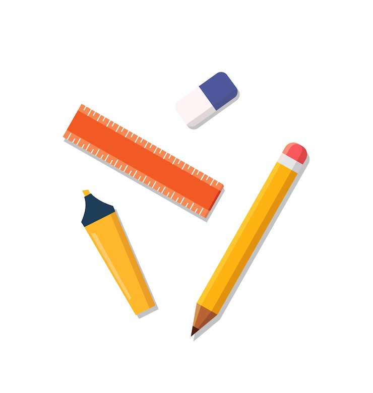 Vector plano de papelería escolar