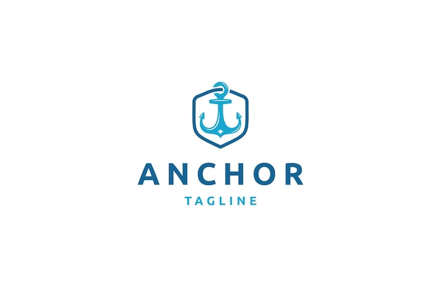 Vector plano de plantilla de diseño de icono de logotipo de ancla