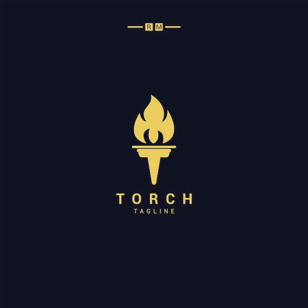 Vector plano de plantilla de diseño de icono de logotipo de antorcha Vector Premium