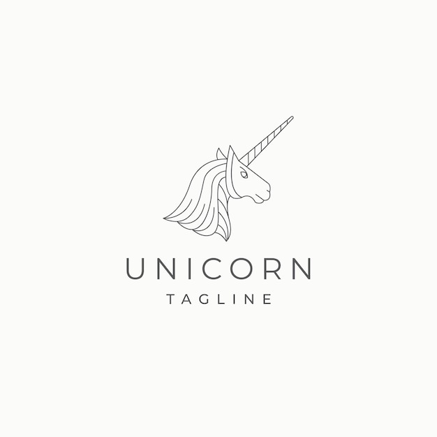 Vector plano de plantilla de diseño de icono de logotipo de caballo unicornio