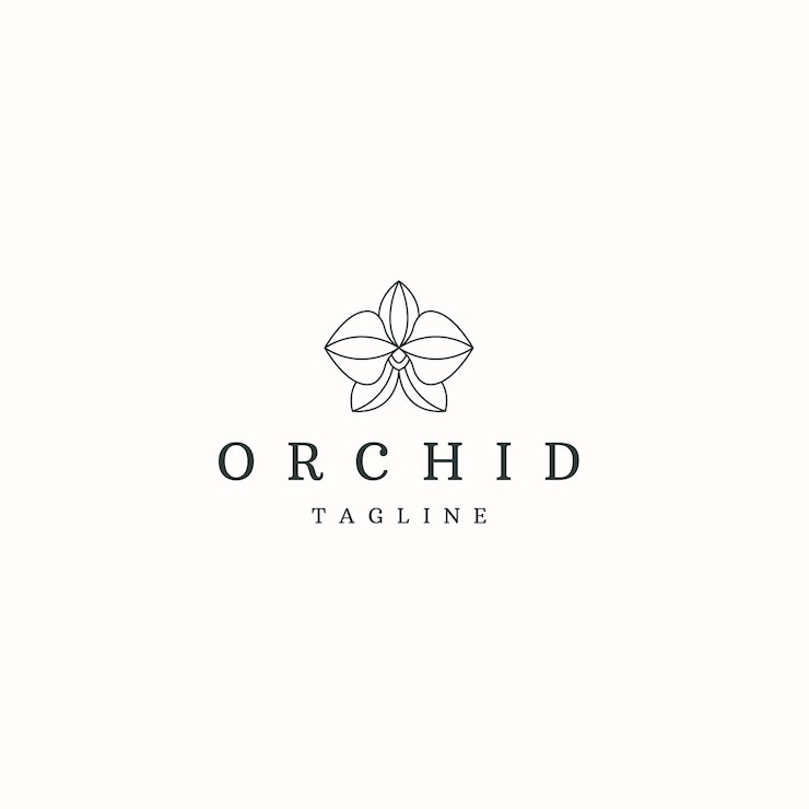 Vector vector plano de plantilla de diseño de icono de logotipo de flor de orquídea