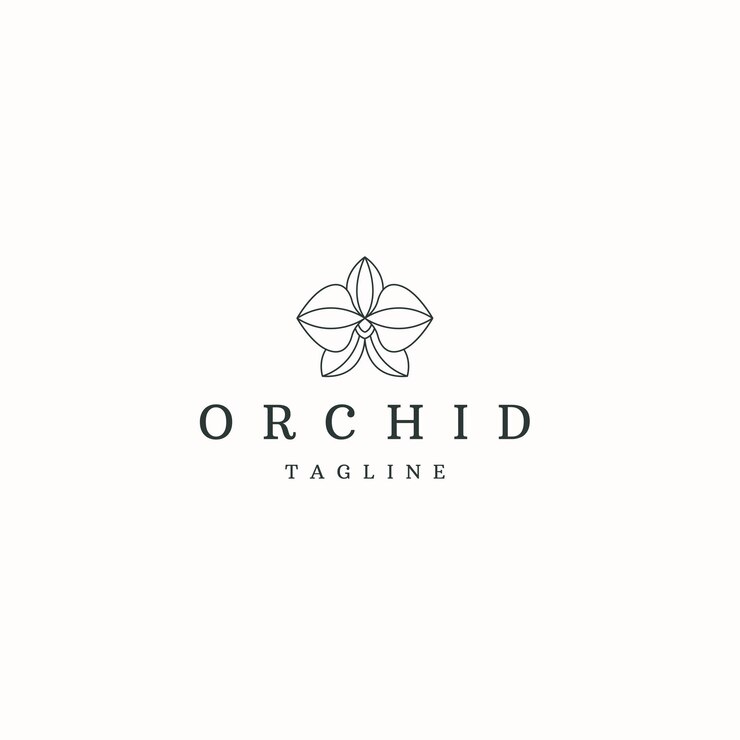 Vector vector plano de plantilla de diseño de icono de logotipo de flor de orquídea