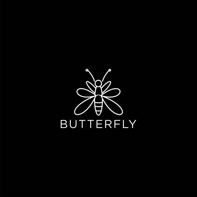 Vector plano de plantilla de diseño de icono de logotipo de lujo elegante de arte de línea de mariposa
